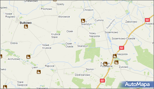 mapa Skarszyn gmina Naruszewo, Skarszyn gmina Naruszewo na mapie Targeo