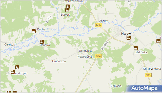 mapa Skaryszewo, Skaryszewo na mapie Targeo