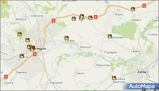mapa Skarżyce gmina Strzegom, Skarżyce gmina Strzegom na mapie Targeo