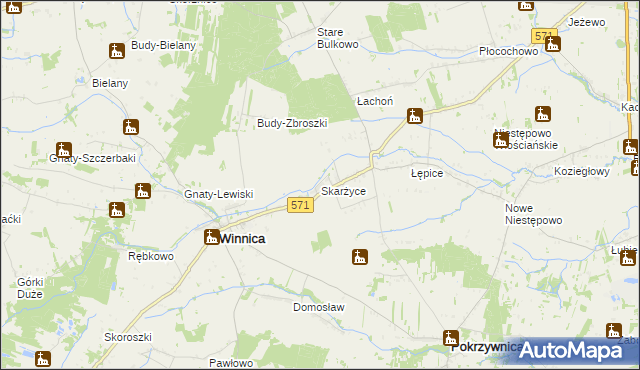 mapa Skarżyce gmina Winnica, Skarżyce gmina Winnica na mapie Targeo