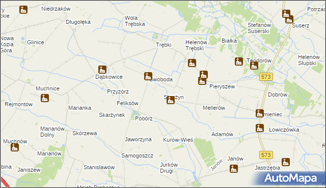 mapa Skarżyn gmina Oporów, Skarżyn gmina Oporów na mapie Targeo