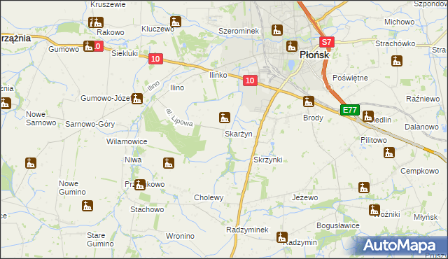 mapa Skarżyn gmina Płońsk, Skarżyn gmina Płońsk na mapie Targeo