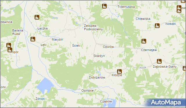 mapa Skarżyn gmina Skórzec, Skarżyn gmina Skórzec na mapie Targeo