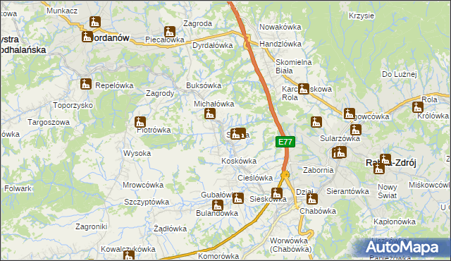 mapa Skawa, Skawa na mapie Targeo