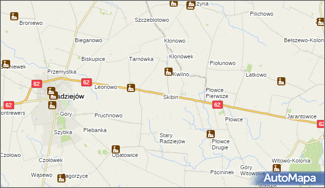 mapa Skibin gmina Radziejów, Skibin gmina Radziejów na mapie Targeo