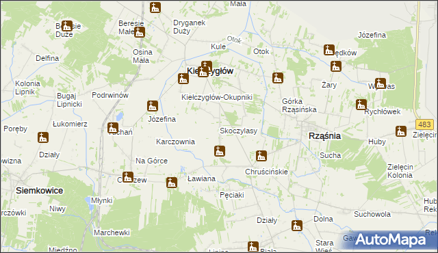 mapa Skoczylasy, Skoczylasy na mapie Targeo