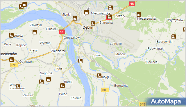 mapa Skoki gmina Puławy, Skoki gmina Puławy na mapie Targeo