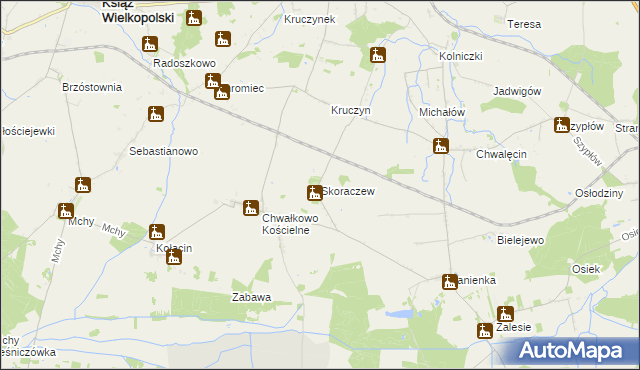 mapa Skoraczew, Skoraczew na mapie Targeo