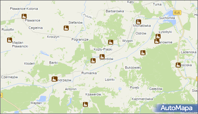 mapa Skordiów, Skordiów na mapie Targeo