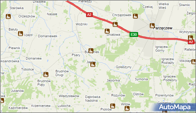 mapa Skórka gmina Parzęczew, Skórka gmina Parzęczew na mapie Targeo