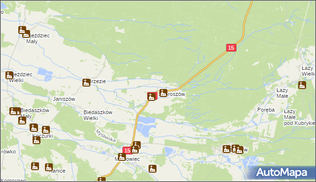 mapa Skoroszów gmina Trzebnica, Skoroszów gmina Trzebnica na mapie Targeo