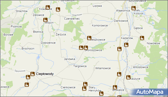 mapa Skoroszowice, Skoroszowice na mapie Targeo