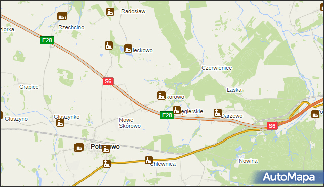 mapa Skórowo, Skórowo na mapie Targeo