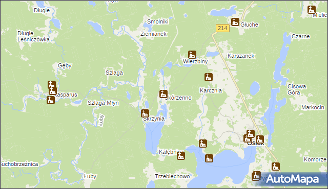 mapa Skórzenno, Skórzenno na mapie Targeo