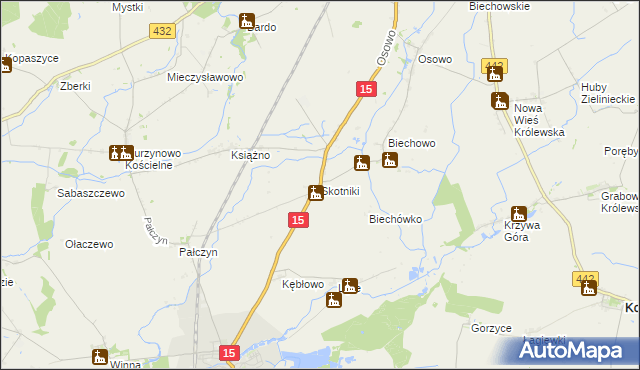 mapa Skotniki gmina Miłosław, Skotniki gmina Miłosław na mapie Targeo