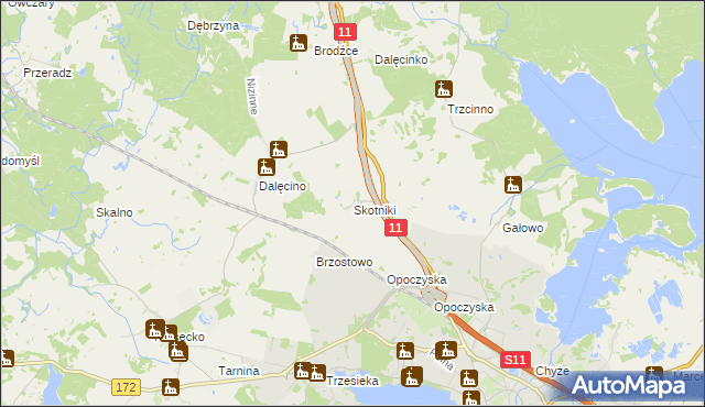 mapa Skotniki gmina Szczecinek, Skotniki gmina Szczecinek na mapie Targeo