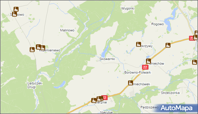 mapa Skowarnki, Skowarnki na mapie Targeo