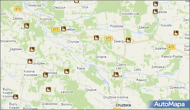 mapa Skrajne, Skrajne na mapie Targeo