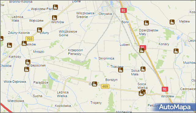 mapa Skromnica, Skromnica na mapie Targeo