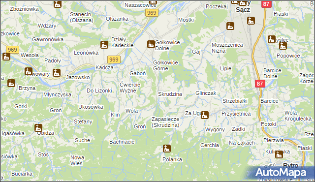 mapa Skrudzina, Skrudzina na mapie Targeo