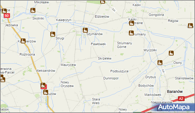 mapa Skrzelew, Skrzelew na mapie Targeo