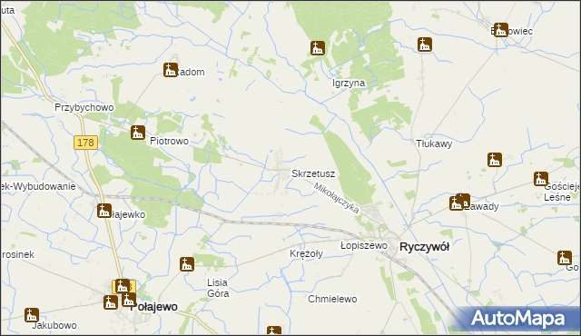 mapa Skrzetusz, Skrzetusz na mapie Targeo