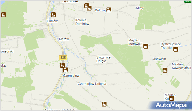 mapa Skrzynice Drugie, Skrzynice Drugie na mapie Targeo