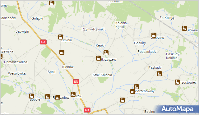 mapa Skrzyszew, Skrzyszew na mapie Targeo