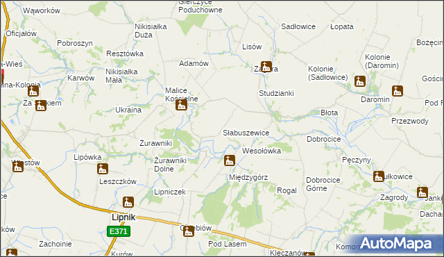 mapa Słabuszewice, Słabuszewice na mapie Targeo