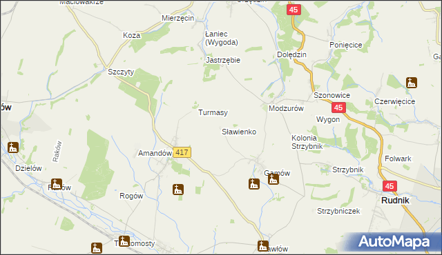 mapa Sławienko gmina Rudnik, Sławienko gmina Rudnik na mapie Targeo