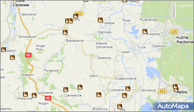 mapa Sławików, Sławików na mapie Targeo