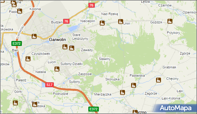 mapa Sławiny, Sławiny na mapie Targeo