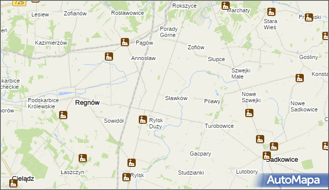 mapa Sławków gmina Regnów, Sławków gmina Regnów na mapie Targeo