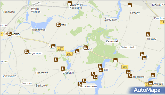 mapa Sławno gmina Kiszkowo, Sławno gmina Kiszkowo na mapie Targeo