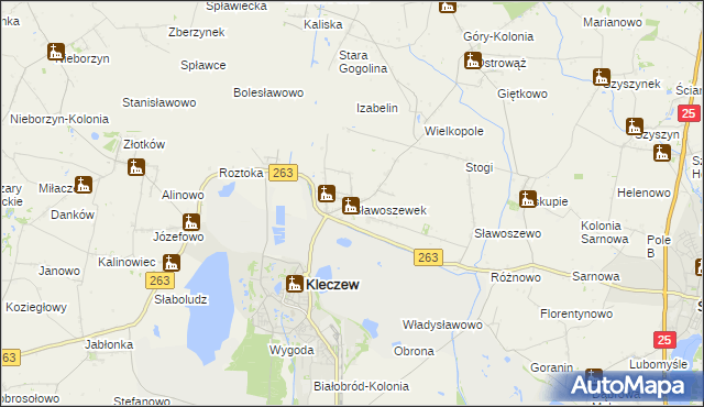 mapa Sławoszewek, Sławoszewek na mapie Targeo