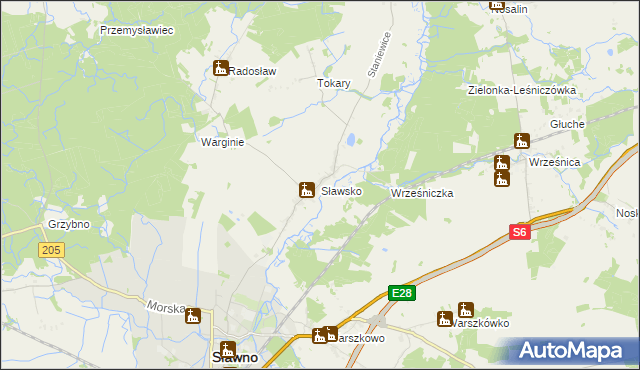 mapa Sławsko, Sławsko na mapie Targeo