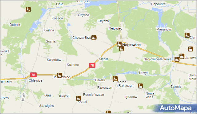 mapa Ślęcin, Ślęcin na mapie Targeo