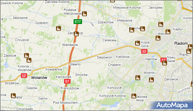 mapa Ślepowron, Ślepowron na mapie Targeo