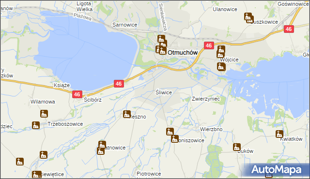 mapa Śliwice gmina Otmuchów, Śliwice gmina Otmuchów na mapie Targeo