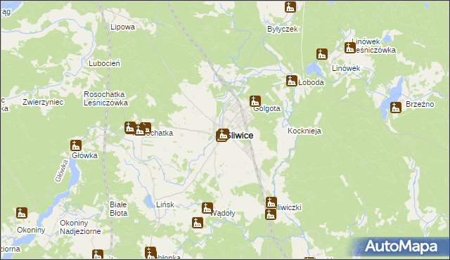 mapa Śliwice powiat tucholski, Śliwice powiat tucholski na mapie Targeo