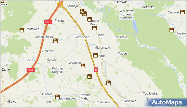 mapa Słoboda gmina Raczki, Słoboda gmina Raczki na mapie Targeo