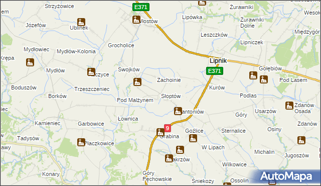 mapa Słoptów, Słoptów na mapie Targeo