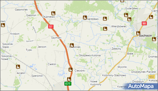 mapa Słoszewo, Słoszewo na mapie Targeo