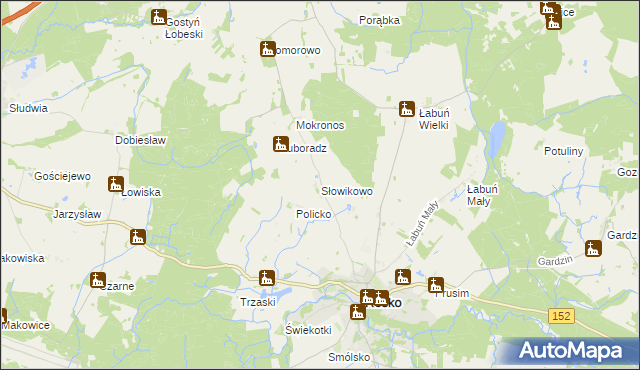 mapa Słowikowo gmina Resko, Słowikowo gmina Resko na mapie Targeo