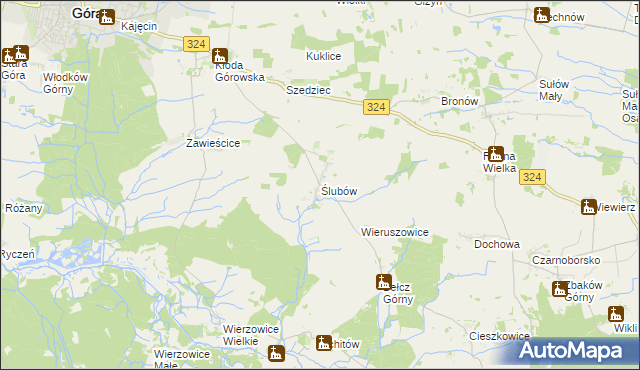 mapa Ślubów gmina Góra, Ślubów gmina Góra na mapie Targeo