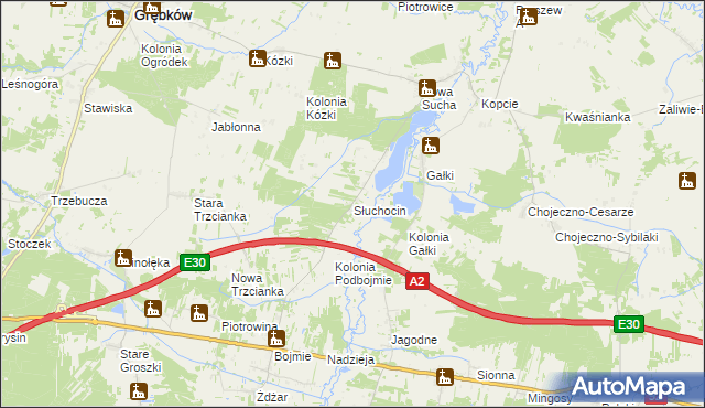 mapa Słuchocin, Słuchocin na mapie Targeo