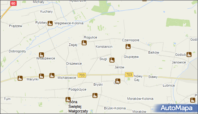 mapa Sługi, Sługi na mapie Targeo