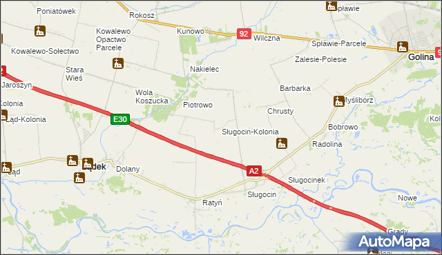 mapa Sługocin-Kolonia, Sługocin-Kolonia na mapie Targeo