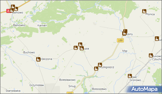 mapa Słupia gmina Debrzno, Słupia gmina Debrzno na mapie Targeo