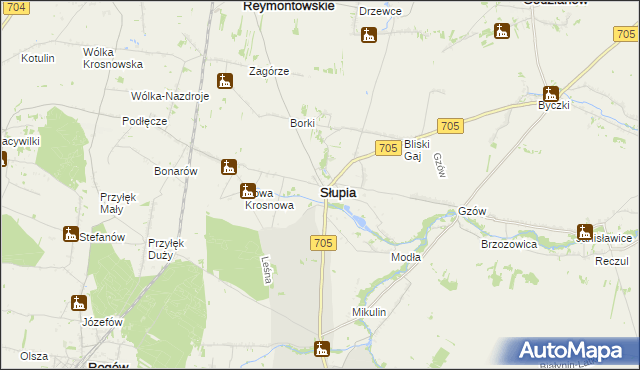 mapa Słupia powiat skierniewicki, Słupia powiat skierniewicki na mapie Targeo